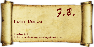 Fohn Bence névjegykártya